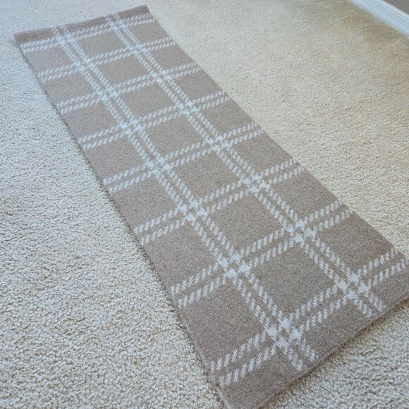 NWOT Everlane Patterned Alpaca Scarf in Wheat Taupe Tan - Picture 8 of 14